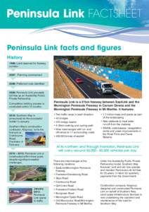 Peninsula Link FACTSHEET Peninsula Link facts and figures History 1969: Land reserved for freeway corridor