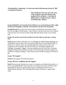 “Everything Else is Advertising,” A Conversation with David Bezmozgis, January 25th 2010 at Georgetown University They should know I don’t put a Jew who comes