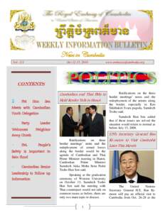 News in Cambodia Vol. 113 Oct 25-29, 2010  www.embassyofcambodia.org