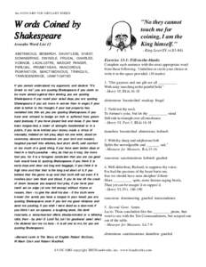 the AVOCABO VOCABULARY SERIES  Words Coined by Shakespeare Avocabo Word List 12 ABSTEMIOUS, BESMIRCH, DAUNTLESS, DIVEST,