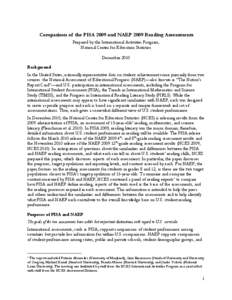 Comparing the PISA 2009 and NAEP 2009 Reading Assessments