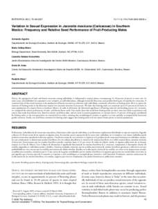 BIOTROPICA 39(1): 79–j00230.x Variation in Sexual Expression in Jacaratia mexicana (Caricaceae) in Southern Mexico: Frequency and Relative Seed Performance of Fruit-Producing Males