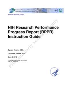 NIH Research Performance Progress Report (RPPR) Instruction Guide