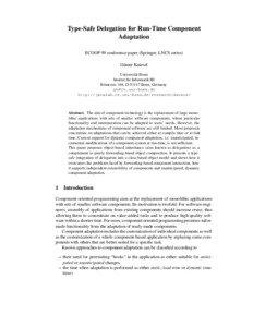 Type-Safe Delegation for Run-Time Component Adaptation ECOOP 99 conference paper (Springer, LNCS series)