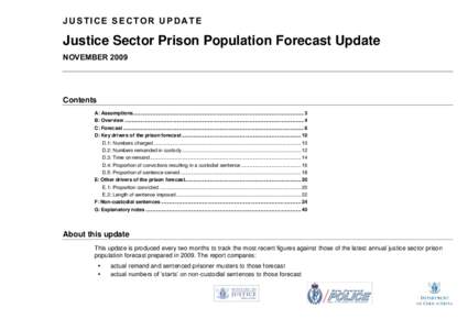 JUSTICE SECTOR UPDATE  Justice Sector Prison Population Forecast Update NOVEMBERContents