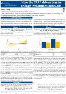 Economics / Corporate finance / Mathematical finance / Internal rate of return / Financial ratios / Rate of return / Net present value / Valuation / Bias / Investment / Finance / Financial economics