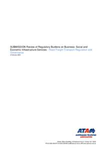 SUBMISSION Review of Regulatory Burdens on Business: Social and Economic Infrastructure Services - Road Freight Transport Regulation and Governance 4 February[removed]Minter Ellison Building, 25 National Circuit, Forrest A