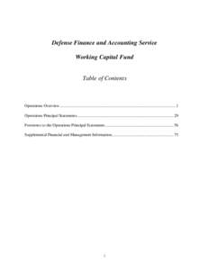 Defense Finance and Accounting Service Working Capital Fund Table of Contents  Operations Overview............................................................................................................. 1