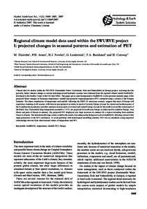 Hydrol. Sci., 11(3), 2007 project 1: projected changes in seasonal patterns and estimation of PET Regional Earth climateSyst.