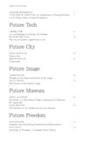 TABLE OF CONTENT  ACKNOWLEDGEMENTS A CHANGE OF DIRECTION An Introduction to Facing Forward: Art & Theory From a Future Perspective