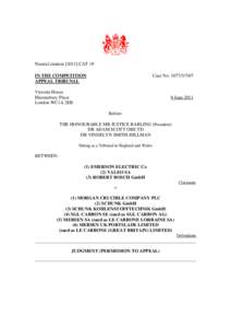 [removed]Emerson Electric Co and others - Judgment (Permission to Appeal) | 08 Jun 2011