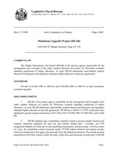 Legislative Fiscal Bureau One East Main, Suite 301 • Madison, WI 53703 • ([removed] • Fax: ([removed]May 17, 2005  Joint Committee on Finance