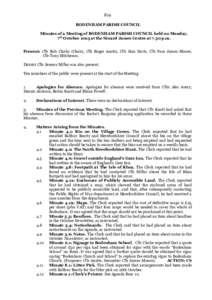 819 BODENHAM PARISH COUNCIL Minutes of a Meeting of BODENHAM PARISH COUNCIL held on Monday, 7th October 2013 at the Siward James Centre at 7.30 p.m. Present: Cllr Bob Clarke (Chair), Cllr Roger Austin, Cllr Stan Davis, C