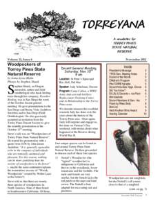 TORREYANA A newsletter for TORREY PINES STATE NATURAL RESERVE Volume 13, Issue 6