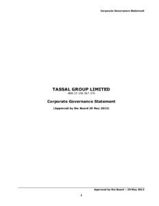 Corporate Governance Statement  TASSAL GROUP LIMITED ABNCorporate Governance Statement