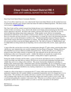 Clear Creek School District RE[removed]Annual Report