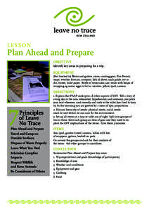 Lesson  Plan Ahead and Prepare Objective Identify key areas in preparing for a trip.