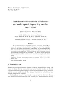 Annales Mathematicae et Informaticae[removed]pp. 45–55 http://ami.ektf.hu Performance evaluation of wireless networks speed depending on the