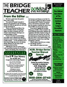 December 2003 THE BRIDGE TEACHER
