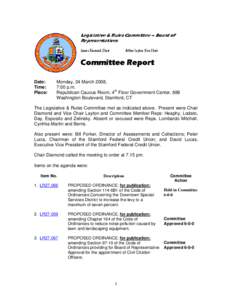 Legislative & Rules Committee – Board of Representatives James Diamond, Chair