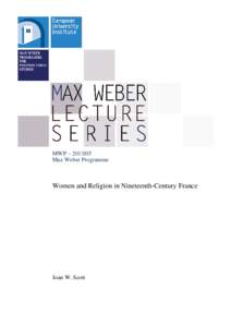 MWP – [removed]Max Weber Programme Women and Religion in Nineteenth-Century France  Author