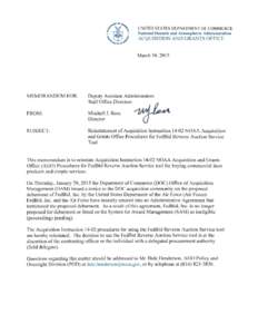 UNITED STATES DEPARTMENT OF COMMERCE National Oceanic and Atmospheric Administration ACQUISITION AND GRA TS OFFICE  March