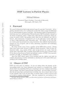 Quantum mechanics / Instanton / Fundamental interaction / Institute for Theoretical and Experimental Physics / Isaak Pomeranchuk / Physics / Particle physics / Mikhail Shifman