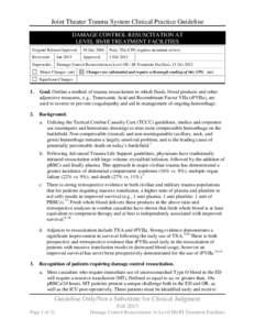 DAMAGE CONTROL RESUSCITATION AT LEVEL IIB/III TREATMENT FACILITIES