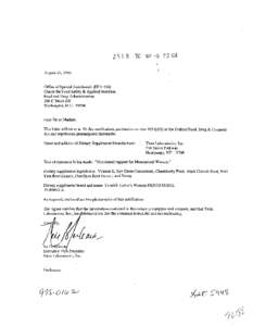 August 25,2000  Office of Special Nutritionals (HFS-450) Center for Food Safety & Applied Nutrition Food and Drug Administration 200 C Street SW