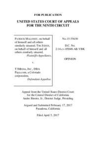FOR PUBLICATION  UNITED STATES COURT OF APPEALS FOR THE NINTH CIRCUIT  PATRICK MALONEY, on behalf