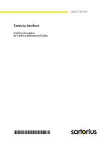 Sartorius Interface Interface Description for Sartorius Balances and Scales