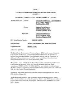 Lafarge Paulding Plant Oh DRAFT Permit Letter