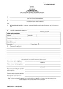 FORM 4 Version 1 - Application to coroner to hold an inquest