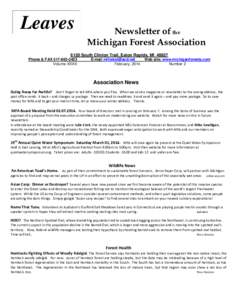 Leaves  Newsletter of the Michigan Forest Association[removed]South Clinton Trail, Eaton Rapids, MI 48827