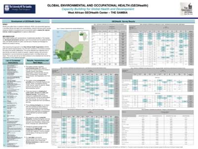 GLOBAL ENVIRONMENTAL AND OCCUPATIONAL HEALTH (GEOHealth) Capacity Building for Global Health and Development West African GEOHealth Center – THE GAMBIA Development of GEOHealth Center  GEOHealth Survey Results