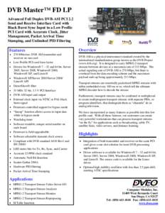 DVB Master™ FD LP -- Advanced Full Duplex DVB-ASI Send and Receive Interface Card