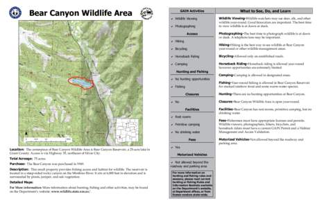 Bear Canyon Wildlife Area  GAIN Activities a Wildlife Viewing a Photographing Access