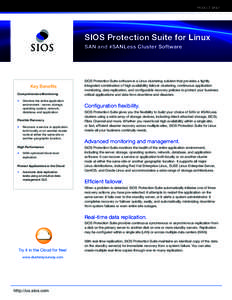 PRODUCT BRIEF  SIOS Protection Suite for Linux SAN and #SANLess Cluster Software  Key Benefits