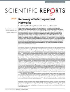 www.nature.com/scientificreports  OPEN Recovery of Interdependent Networks