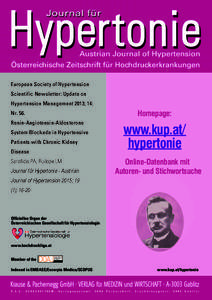 European Society of Hypertension Scientific Newsletter: Update on Hypertension Management 2013; 14: Homepage:
