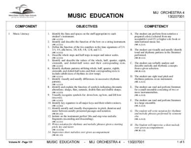 M/J ORCHESTRA[removed]MUSIC EDUCATION COMPONENT I