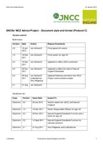 Style and format protocol  20 January 2012 SNCBs’ MCZ Advice Project – Document style and format (Protocol C) Version control