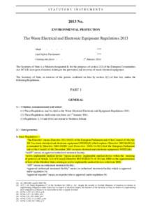 Draft Statutory Instrument: The Waste Electrical and Electronic Equipment Regulations