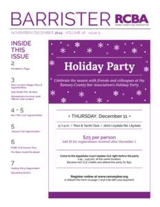 BARRISTER NOVEMBER/DECEMBER 2014 VOLUME 26 Issue 9 INSIDE THIS ISSUE