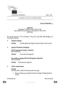 [removed]EUROPEAN PARLIAMENT Committee on Economic and Monetary Affairs  ECON_PV(2013)0527_1