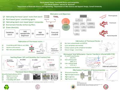 Starch based ‘Green’ Thermoset Resins and Composites 1 2 Trina Ghosh Dastidar and Anil N. Netravali 1Department of Materials Science and Engineering, 2Department of Fiber Science and Apparel Design, Cornell Universit