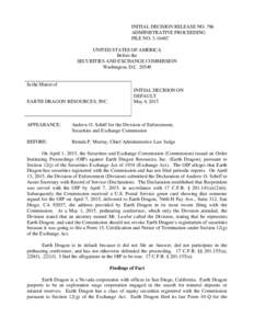 INITIAL DECISION RELEASE NO. 786 ADMINISTRATIVE PROCEEDING FILE NOUNITED STATES OF AMERICA Before the SECURITIES AND EXCHANGE COMMISSION