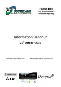 Focus Day 105 Wallacetown – Riverton Highway Information Handout 21st October 2010