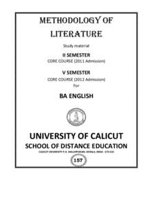 Methodology of literature Study material II SEMESTER