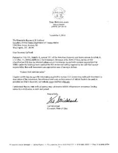 TED STRICKLAND GOVERNOR STATE OF OHIO November 4, 20 I0 The Honorable Raymond H. LaHood